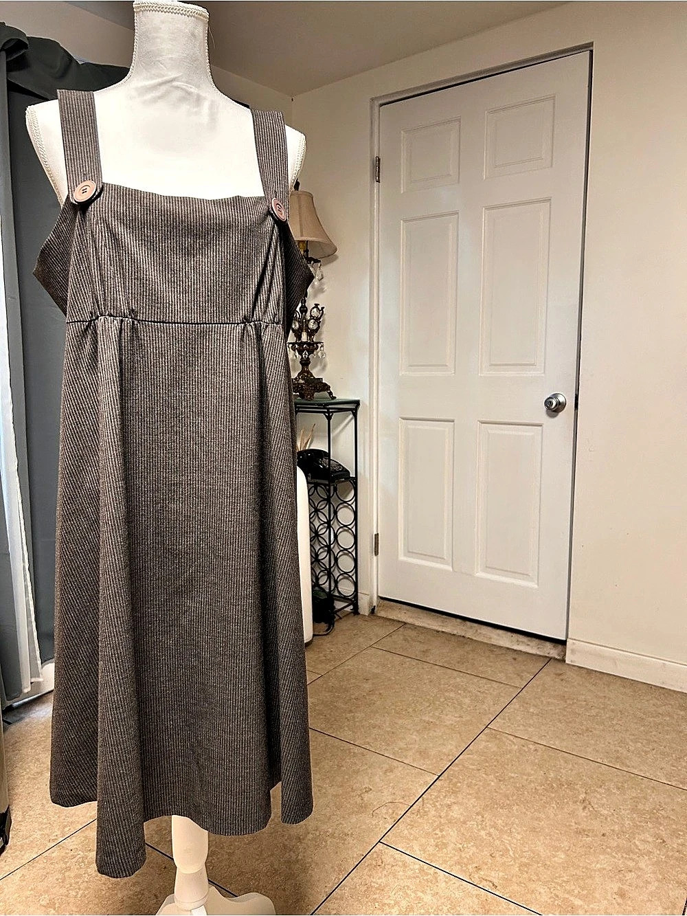 Anthropologie Striped Midi Dress in Gray Like New